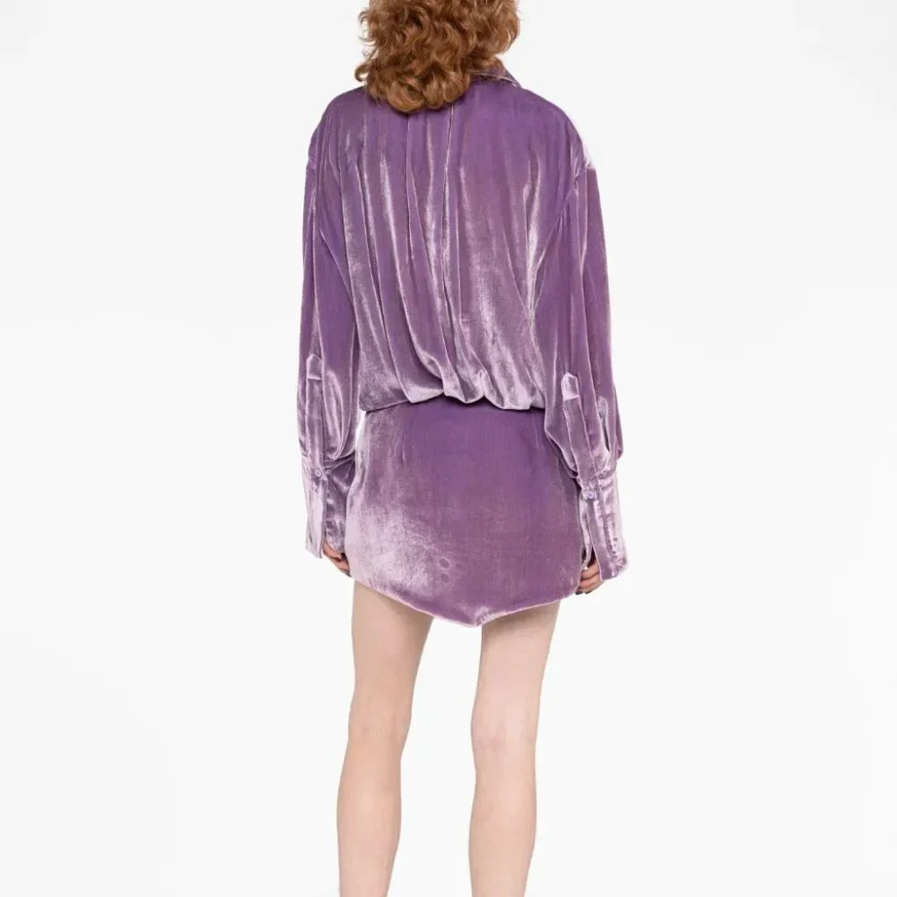 NWT The Attico Sylvie Velvet Minidress - Lavender - IT 36 (US 0/2) - MSRP $990 - Picture 4 of 6